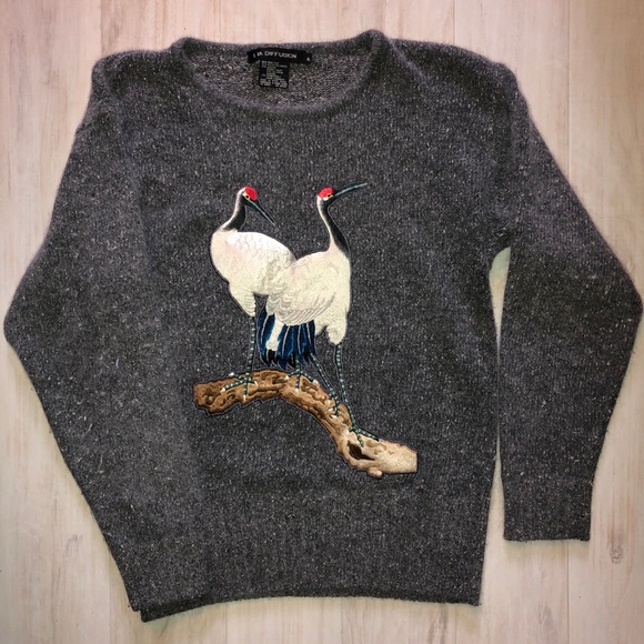 i.b. diffusion Sweaters - Vintage Angora/Silk embroidered cozy sweater szS